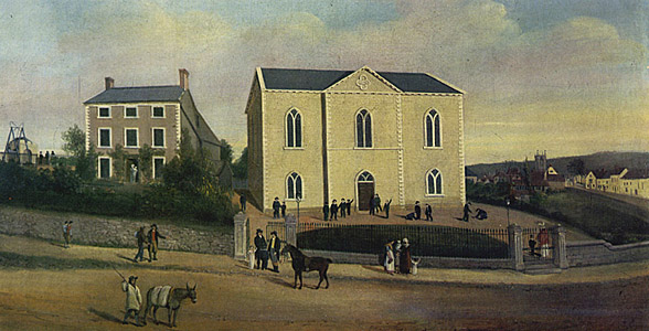 Image Stephen Dando and Elizabeth (nee Jones) lived in Dursley.<br>They were involved with the current Tabernacle, pictured as it appeared circa 1810.
