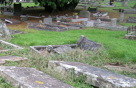 Image The grave of Richard Fryer and Rebecca (nee Fisher)<br>and their daughter, Rosa, and grandson, Arthur, appears in the middle of the photograph.