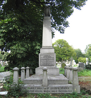 Image The family vault in Kensal Green Cemetery where<br>Joseph Spiers and Elizabeth (nee Tisdall) are buried.